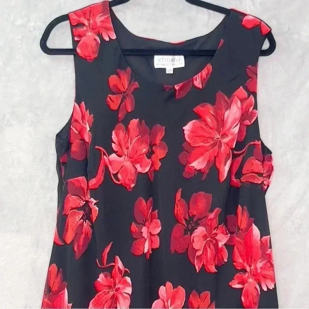 Studio‎ I Floral Chiffon Flowy Round Neck Sleeveless Romantic Maxi Dress Sz 22WP - Picture 3 of 10